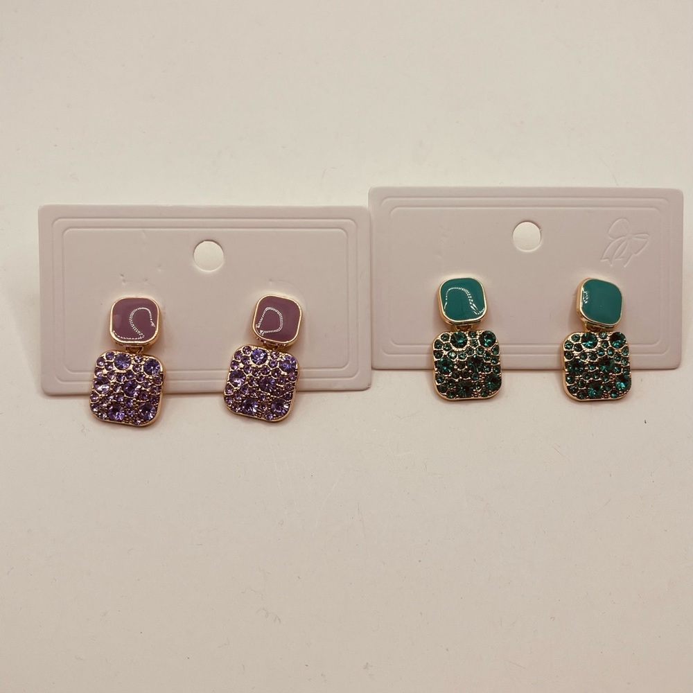 Earrings for women imitation diamond 2 pairs